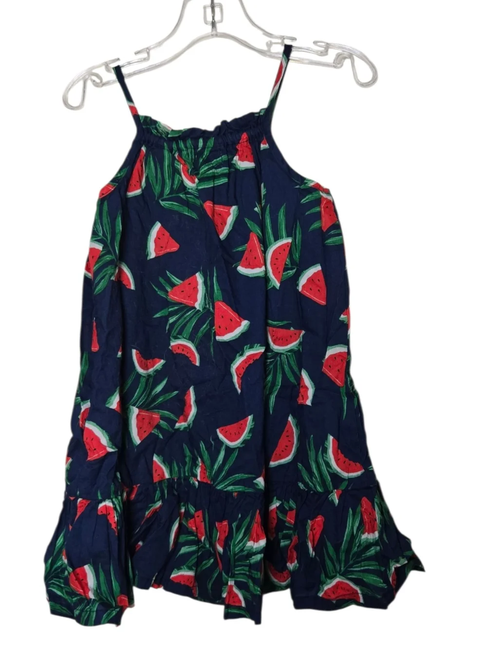 Old Navy Girls Watermelon Tropical Sundress 3T Button Front Ruffle Hem Cotton
